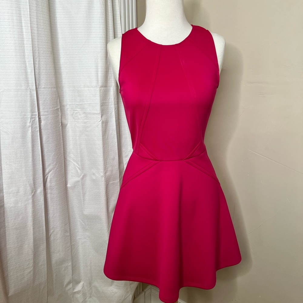 Ted Baker, Size 1, Pink, Crew Neck, Scuba, A-Line, Sleeveless